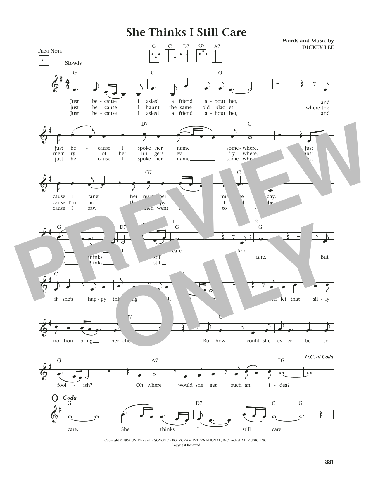 George Jones She Thinks I Still Care (from The Daily Ukulele) (arr. Jim Beloff) Sheet Music Notes & Chords for Ukulele - Download or Print PDF