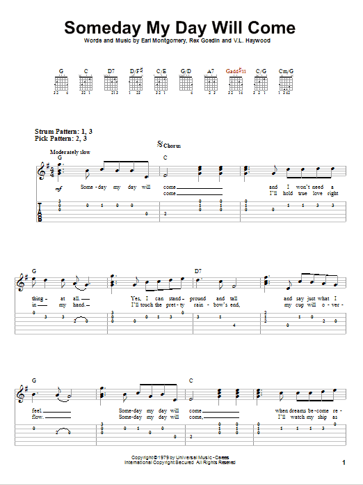 George Jones Someday My Day Will Come Sheet Music Notes & Chords for Easy Guitar Tab - Download or Print PDF