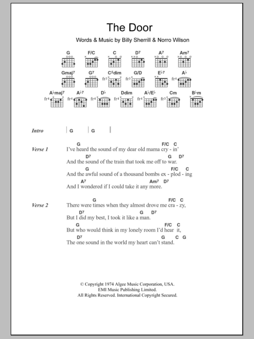 George Jones The Door Sheet Music Notes & Chords for Lyrics & Chords - Download or Print PDF