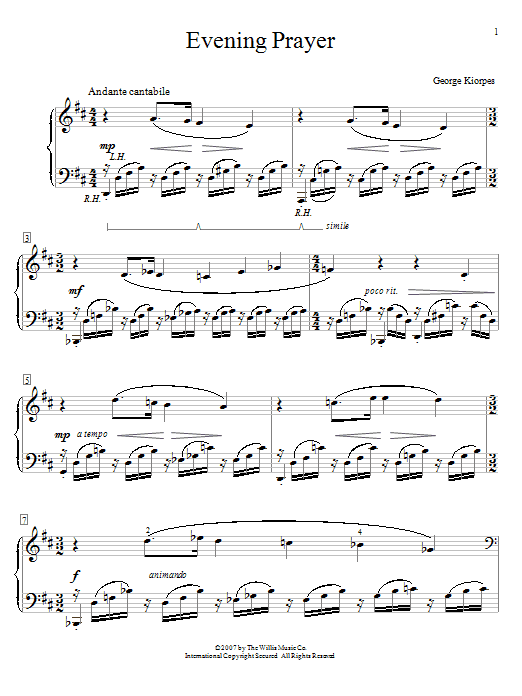 George Kiorpes Evening Prayer Sheet Music Notes & Chords for Educational Piano - Download or Print PDF