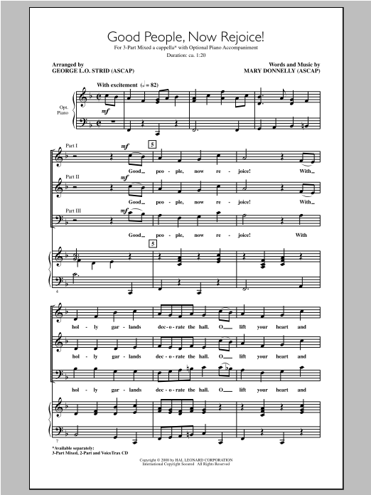 Mary Donnelly Good People, Now Rejoice! (arr. George L.O. Strid) Sheet Music Notes & Chords for 2-Part Choir - Download or Print PDF