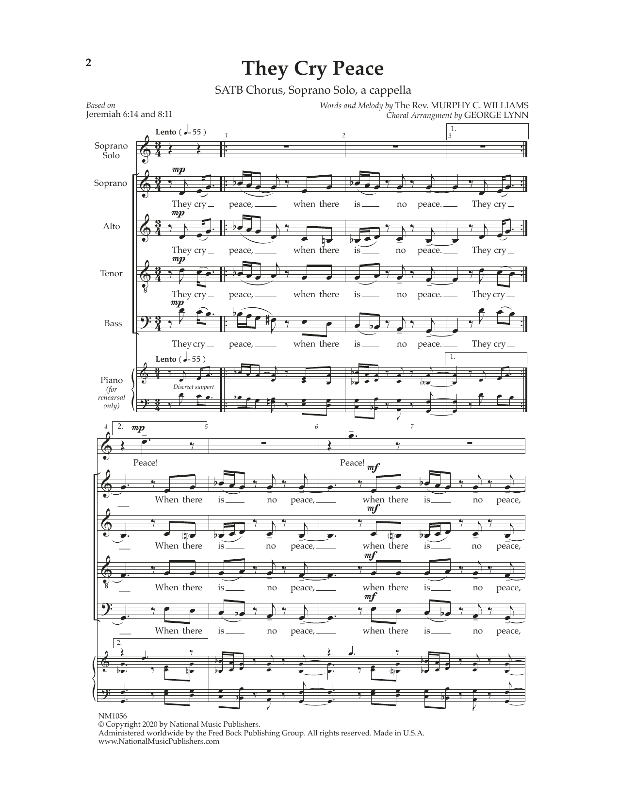 George Lynn They Cry Peace Sheet Music Notes & Chords for SATB Choir - Download or Print PDF