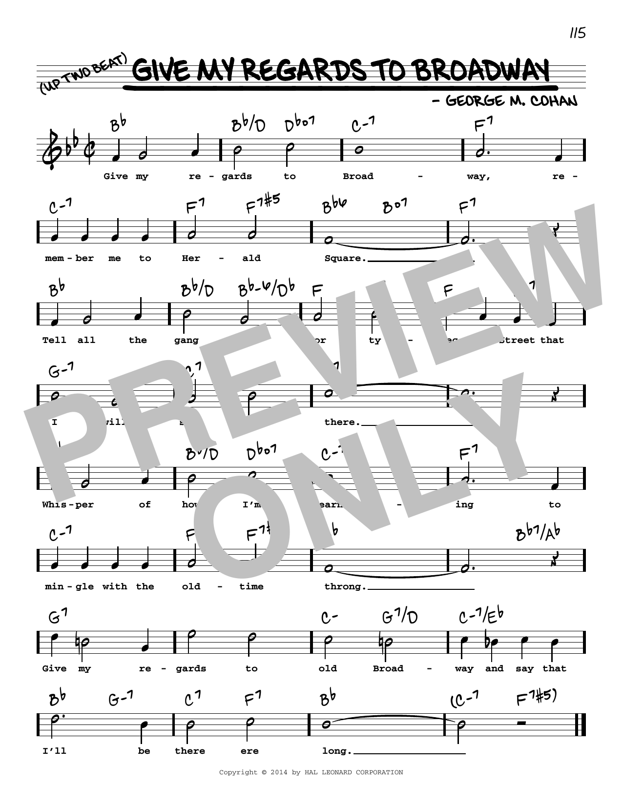 George M. Cohan Give My Regards To Broadway (High Voice) Sheet Music Notes & Chords for Real Book – Melody, Lyrics & Chords - Download or Print PDF
