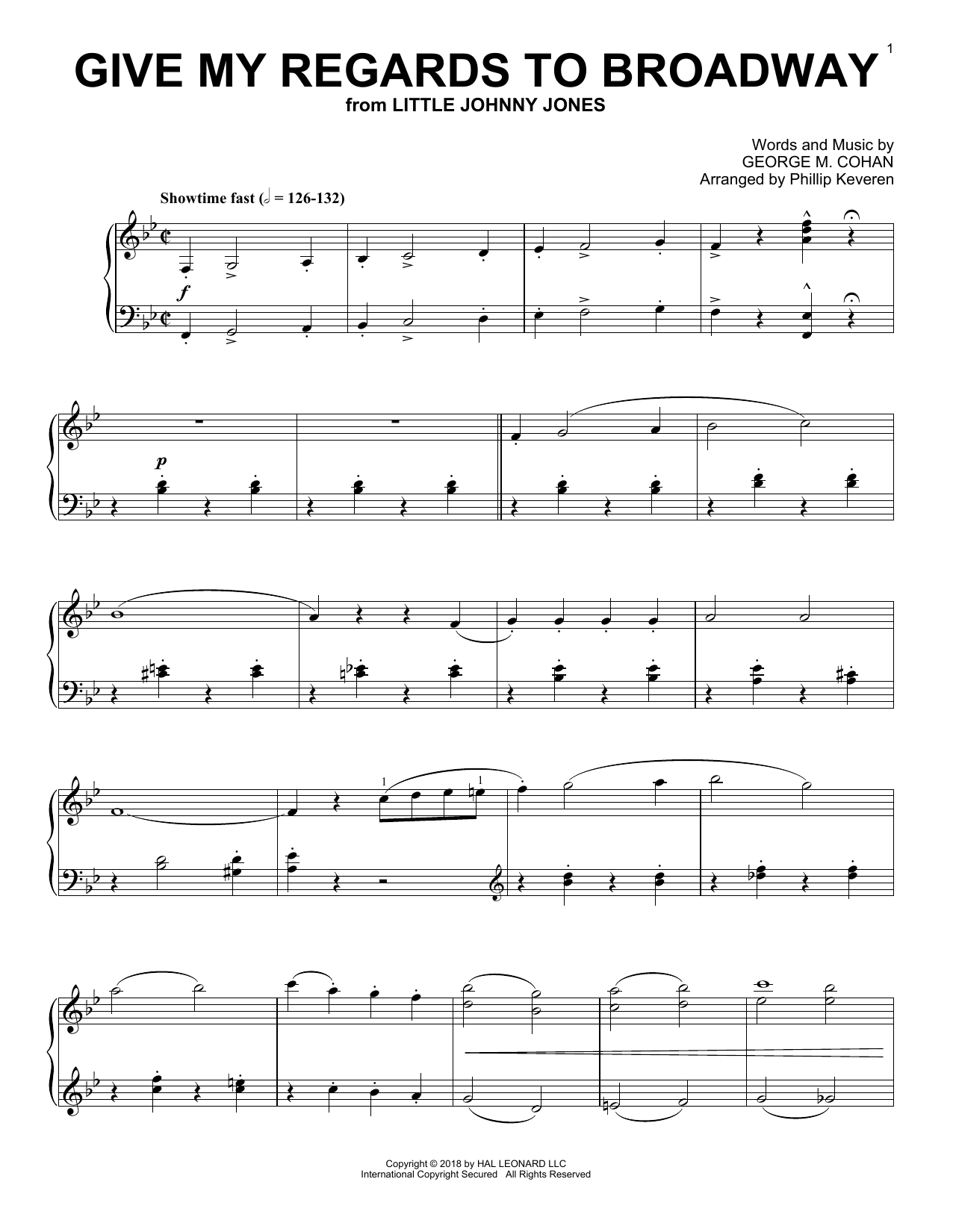 George M. Cohan Give My Regards To Broadway [Jazz version] (arr. Phillip Keveren) Sheet Music Notes & Chords for Piano - Download or Print PDF