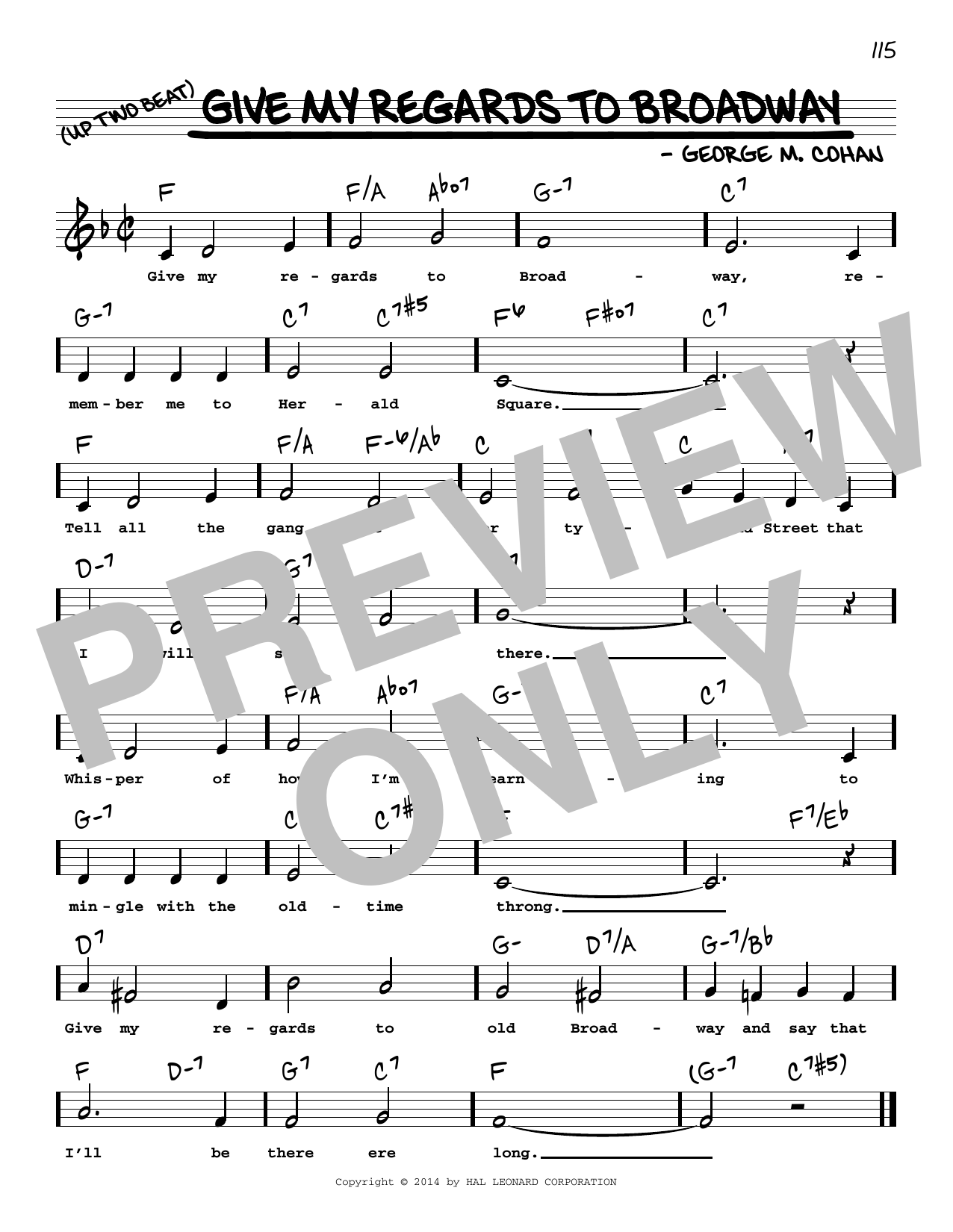 George M. Cohan Give My Regards To Broadway (Low Voice) Sheet Music Notes & Chords for Real Book – Melody, Lyrics & Chords - Download or Print PDF