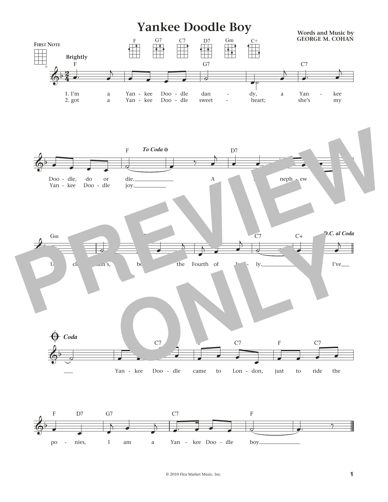 George M. Cohan Yankee Doodle Boy (from The Daily Ukulele) (arr. Liz and Jim Beloff) Sheet Music Notes & Chords for Ukulele - Download or Print PDF