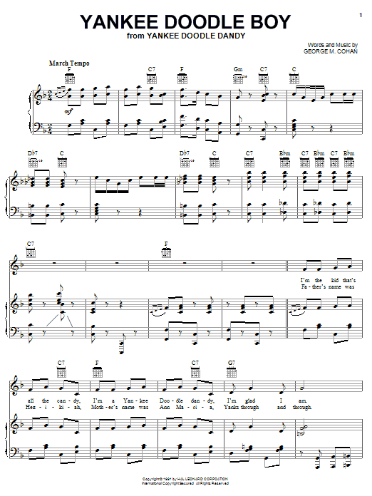 George M. Cohan Yankee Doodle Boy Sheet Music Notes & Chords for Melody Line, Lyrics & Chords - Download or Print PDF