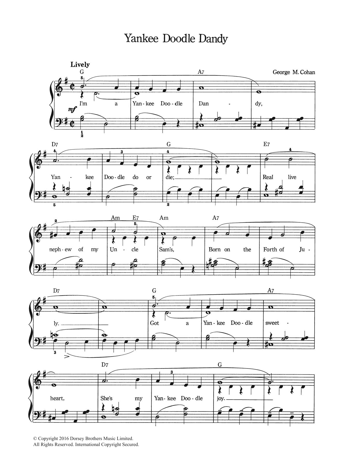 George M. Cohan Yankee Doodle Dandy Sheet Music Notes & Chords for Piano & Vocal - Download or Print PDF