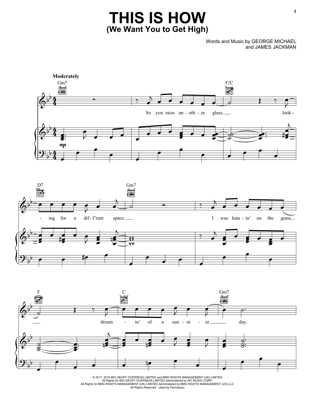 George Michael This Is How (We Want You To Get High) Sheet Music Notes & Chords for Piano, Vocal & Guitar (Right-Hand Melody) - Download or Print PDF