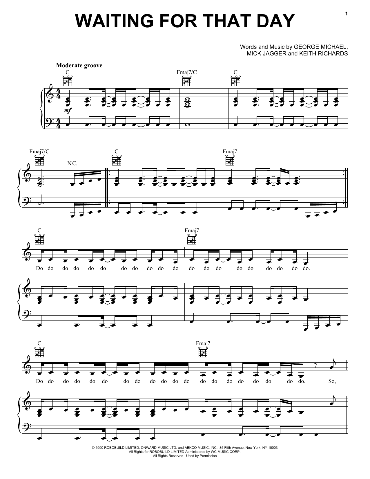 George Michael Waiting For That Day Sheet Music Notes & Chords for Piano, Vocal & Guitar (Right-Hand Melody) - Download or Print PDF