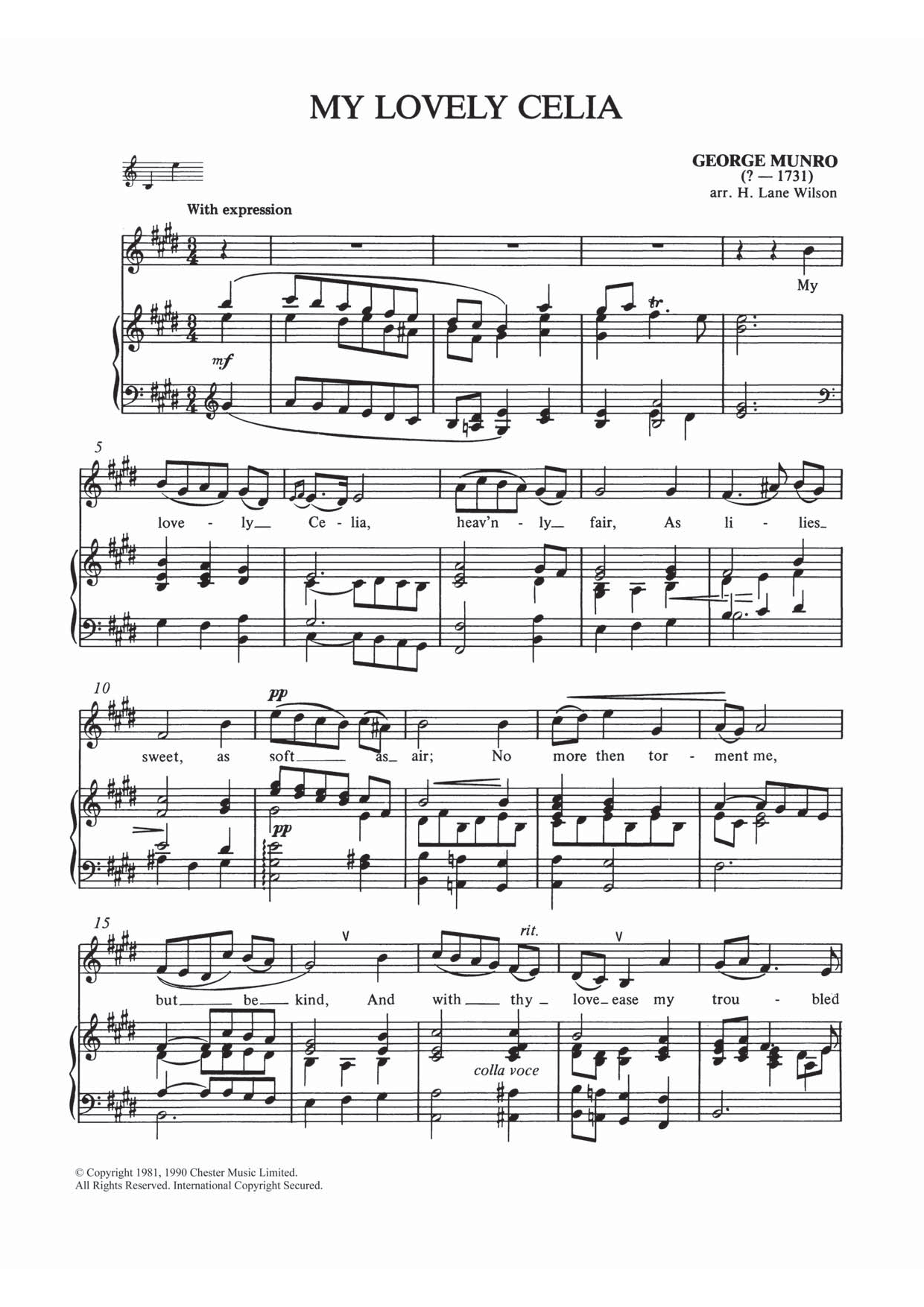 George Munro My Lovely Celia Sheet Music Notes & Chords for Piano & Vocal - Download or Print PDF