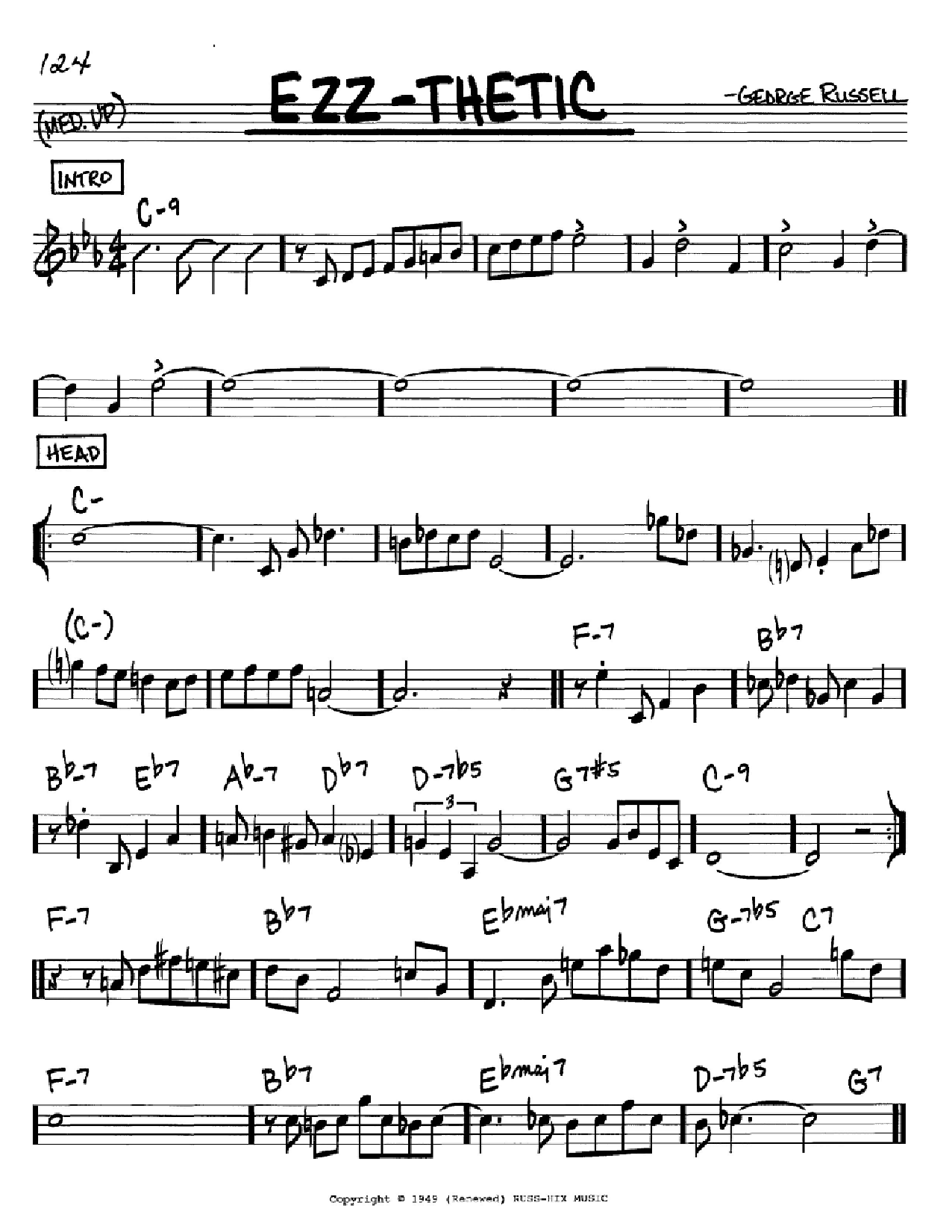 George Russell Ezz-thetic Sheet Music Notes & Chords for Real Book – Melody & Chords – C Instruments - Download or Print PDF