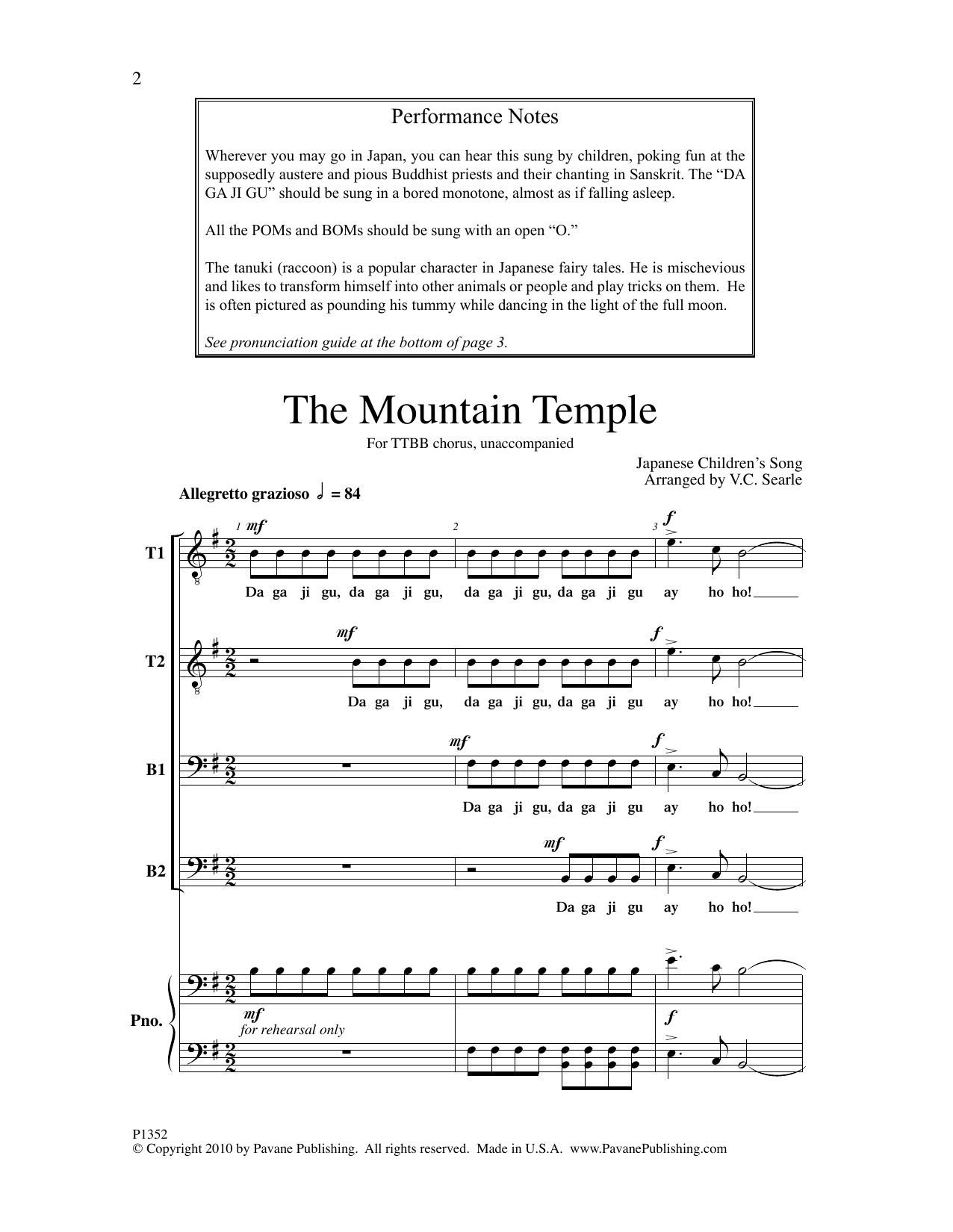 George Searle The Mountain Temple Sheet Music Notes & Chords for TTBB Choir - Download or Print PDF