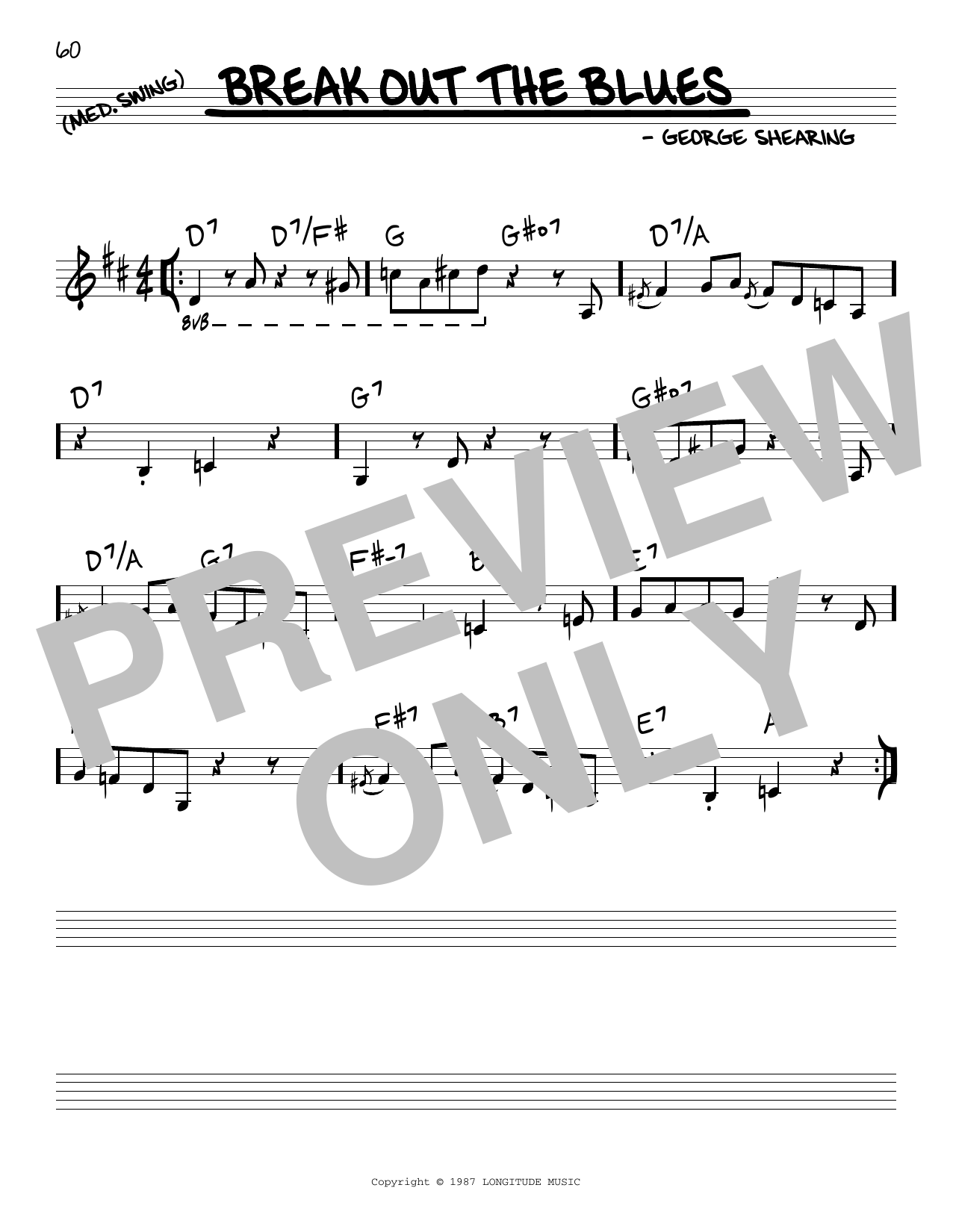 George Shearing Break Out The Blues Sheet Music Notes & Chords for Real Book – Melody & Chords - Download or Print PDF