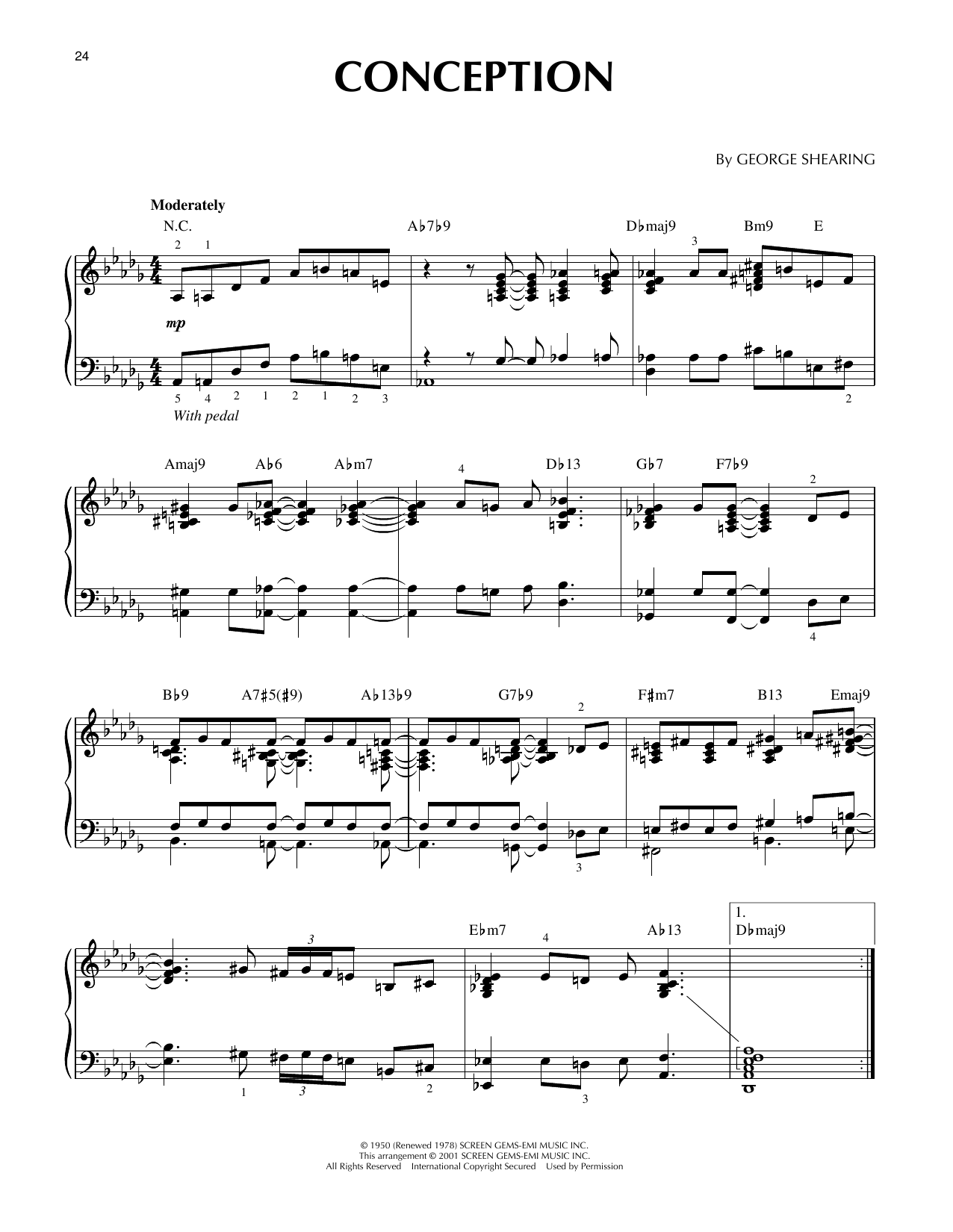 George Shearing Conception (arr. Brent Edstrom & Jim Sodke) Sheet Music Notes & Chords for Piano Solo - Download or Print PDF