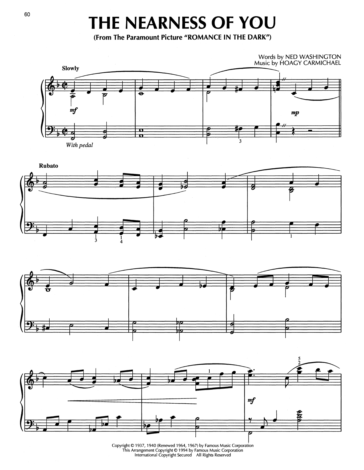 George Shearing The Nearness Of You (from Romance In The Dark) (arr. Bill Boyd) Sheet Music Notes & Chords for Piano Solo - Download or Print PDF