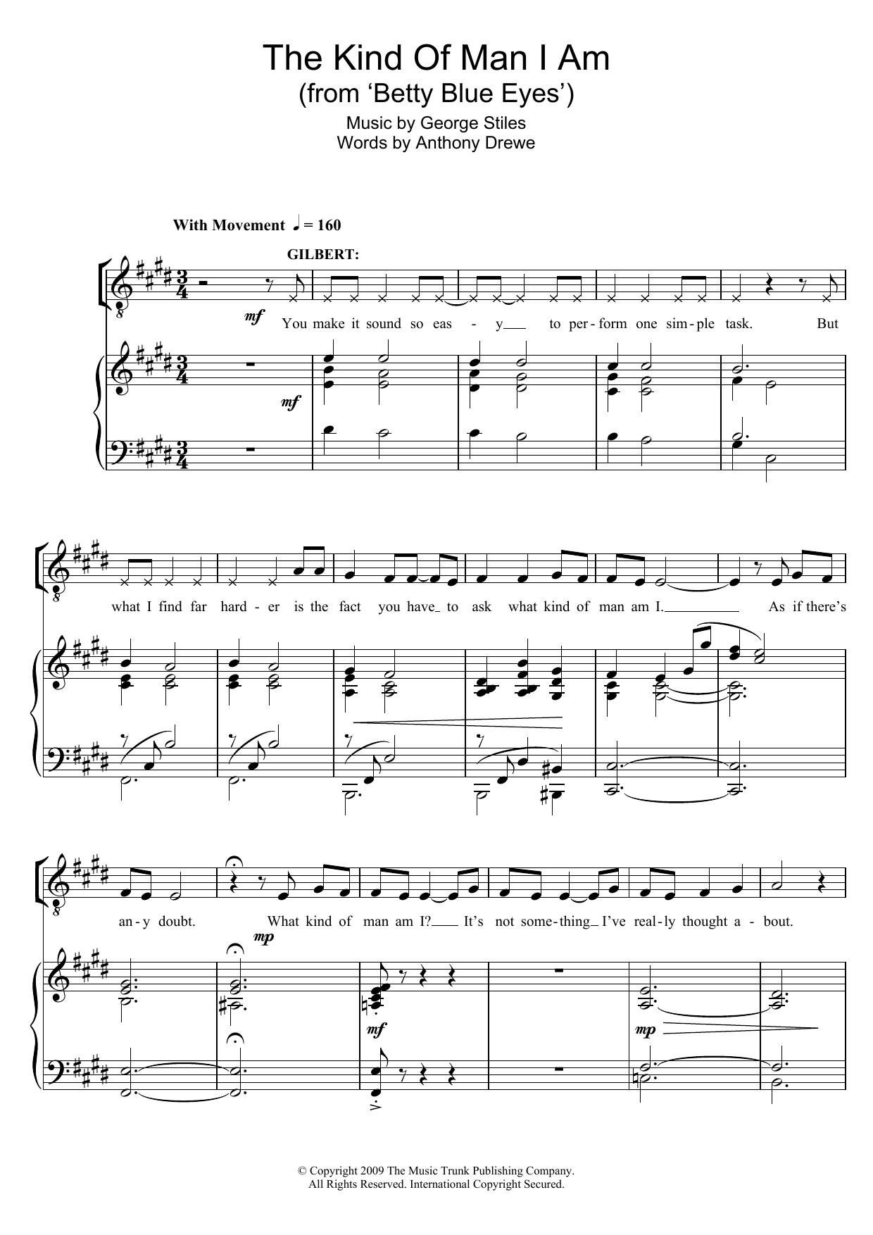 George Stiles The Kind Of Man I Am (From 'Betty Blue Eyes') Sheet Music Notes & Chords for Piano, Vocal & Guitar - Download or Print PDF