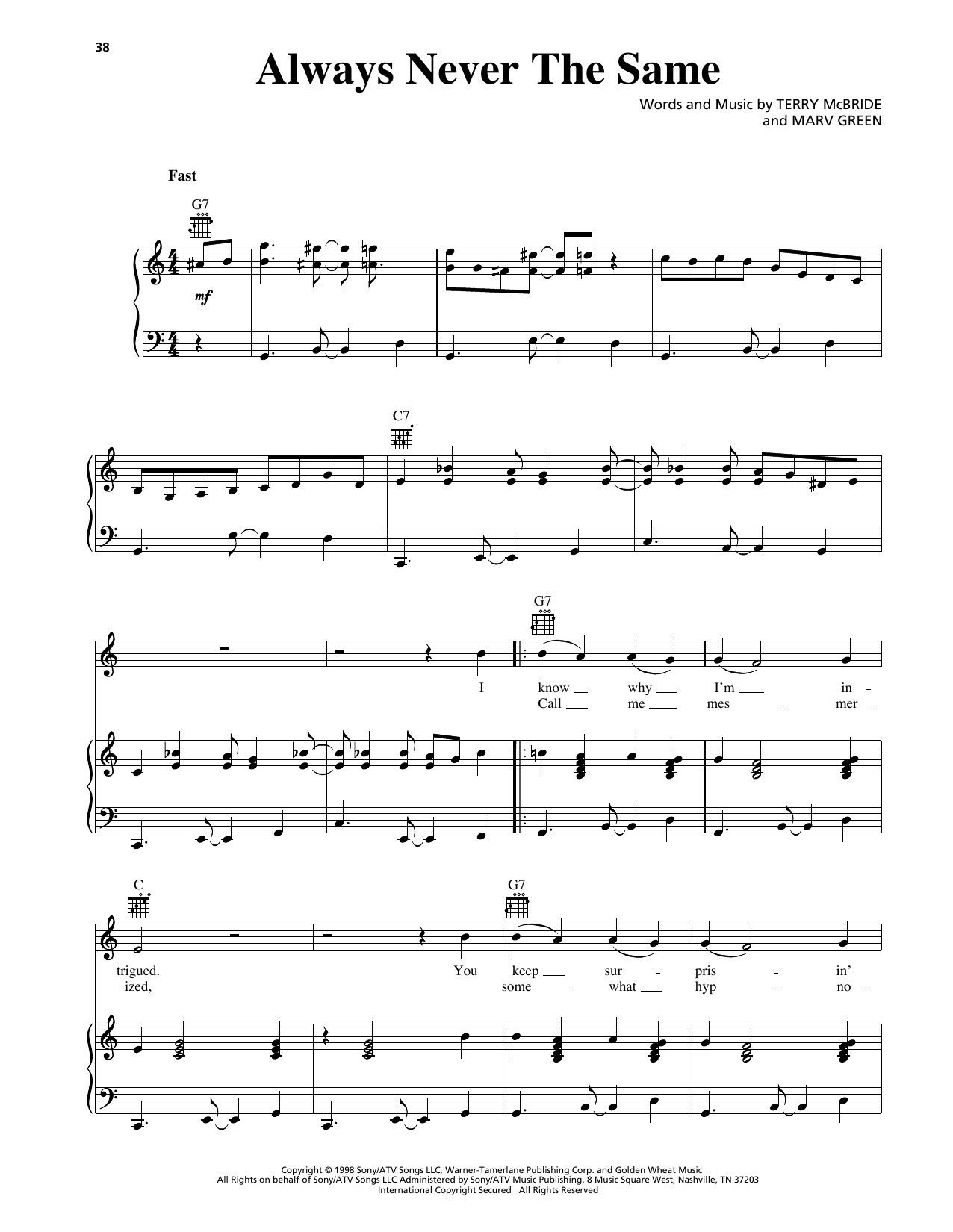 George Strait Always Never The Same Sheet Music Notes & Chords for Piano, Vocal & Guitar Chords (Right-Hand Melody) - Download or Print PDF