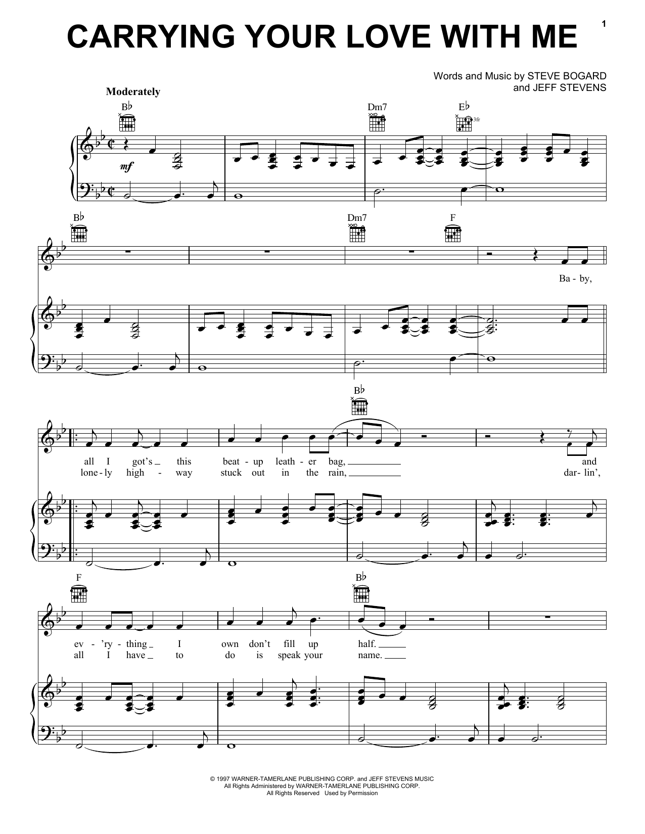 George Strait Carrying Your Love With Me Sheet Music Notes & Chords for Piano, Vocal & Guitar (Right-Hand Melody) - Download or Print PDF
