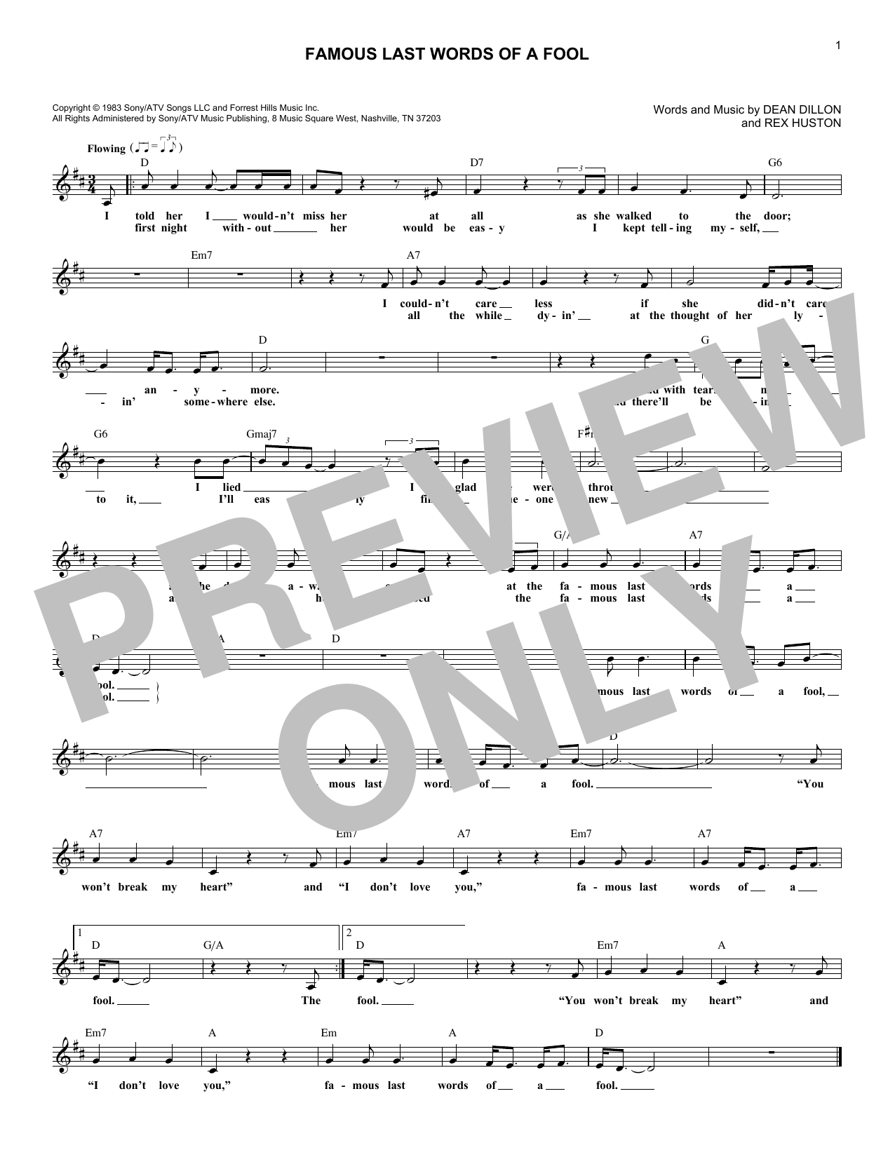 George Strait Famous Last Words Of A Fool Sheet Music Notes & Chords for Easy Guitar - Download or Print PDF