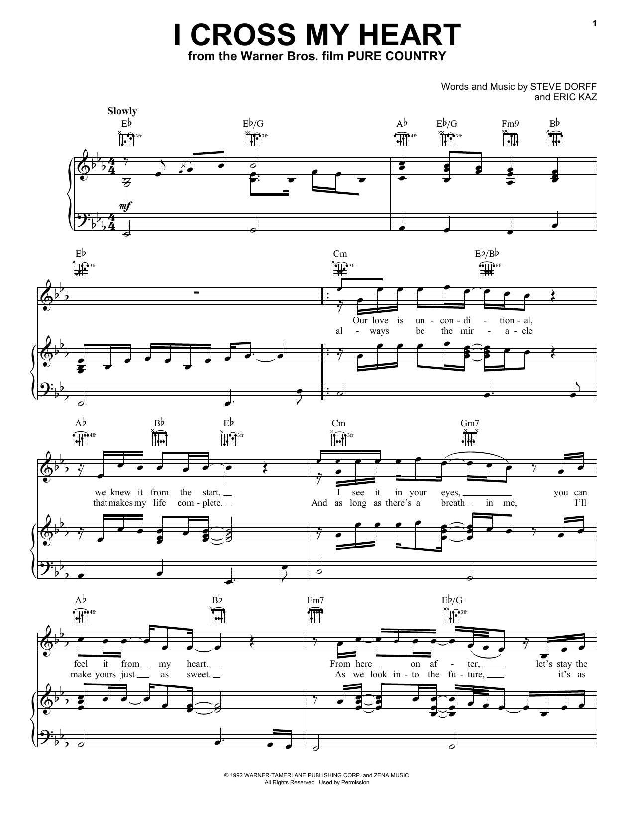 George Strait I Cross My Heart Sheet Music Notes & Chords for Piano, Vocal & Guitar (Right-Hand Melody) - Download or Print PDF