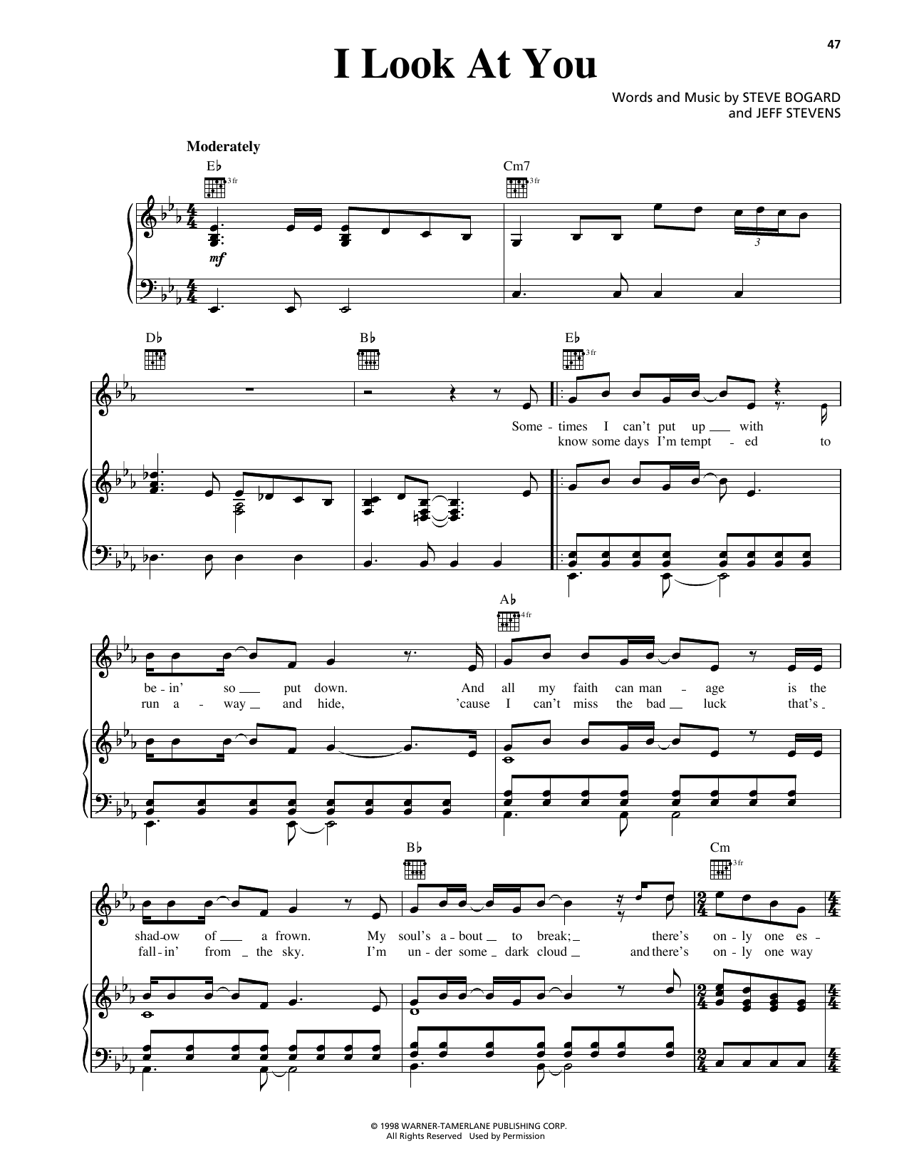 George Strait I Look At You Sheet Music Notes & Chords for Piano, Vocal & Guitar Chords (Right-Hand Melody) - Download or Print PDF