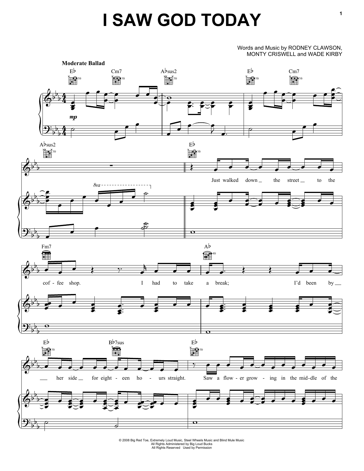 George Strait I Saw God Today Sheet Music Notes & Chords for Piano, Vocal & Guitar Chords (Right-Hand Melody) - Download or Print PDF