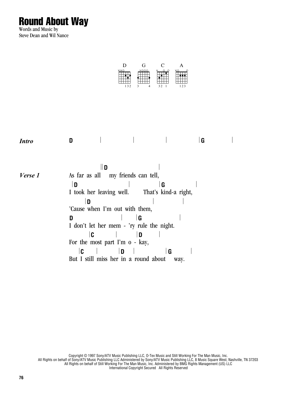 George Strait Round About Way Sheet Music Notes & Chords for Lyrics & Chords - Download or Print PDF