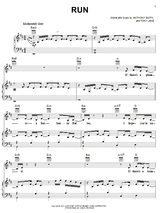 George Strait Run Sheet Music Notes & Chords for Piano, Vocal & Guitar (Right-Hand Melody) - Download or Print PDF