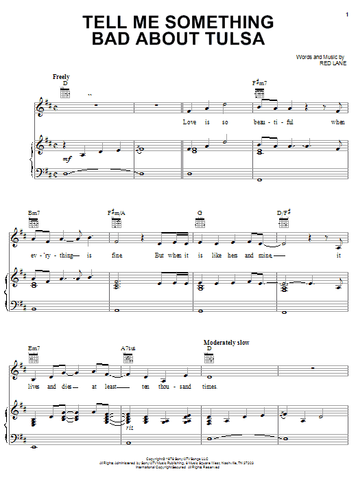 George Strait Tell Me Something Bad About Tulsa Sheet Music Notes & Chords for Piano, Vocal & Guitar (Right-Hand Melody) - Download or Print PDF