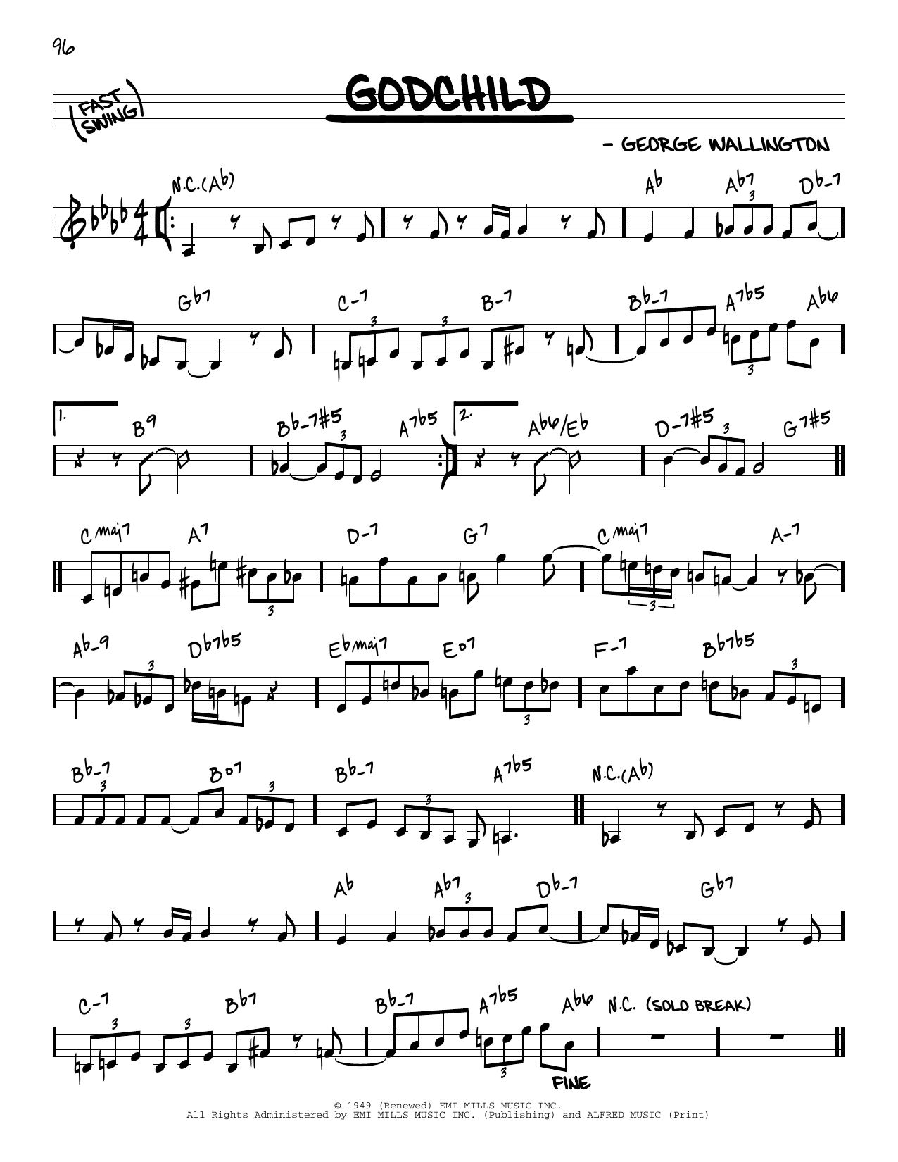 George Wallington Godchild Sheet Music Notes & Chords for Piano Solo - Download or Print PDF