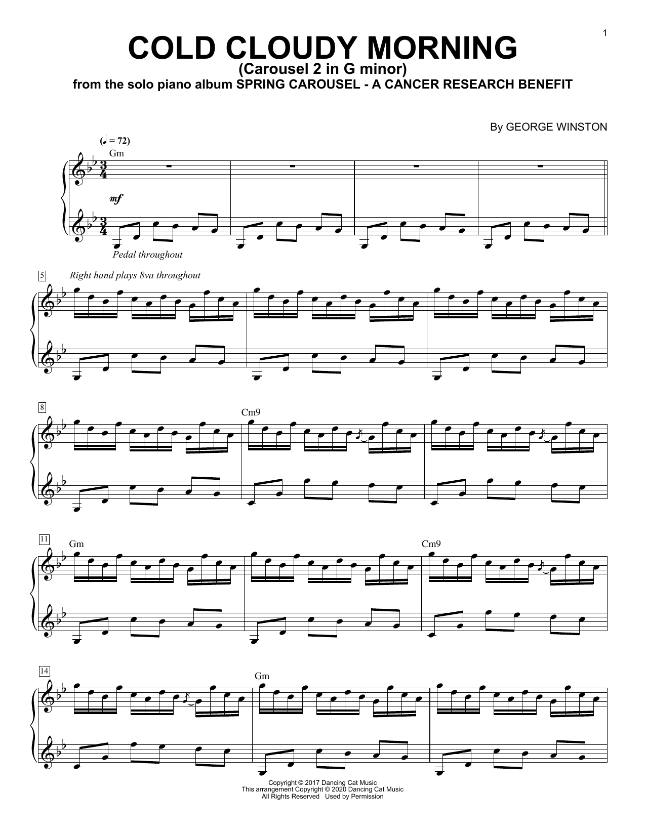 George Winston Cold Cloudy Morning (Carousel 2 In G Minor) Sheet Music Notes & Chords for Piano Solo - Download or Print PDF