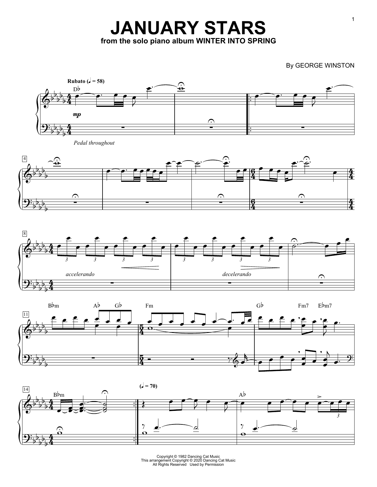 George Winston January Stars Sheet Music Notes & Chords for Easy Piano - Download or Print PDF