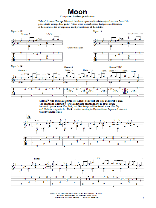 George Winston Moon Sheet Music Notes & Chords for Guitar Tab - Download or Print PDF George Winston Moon Sheet Music Notes & Chords for Guitar Tab - Download or Print PDF