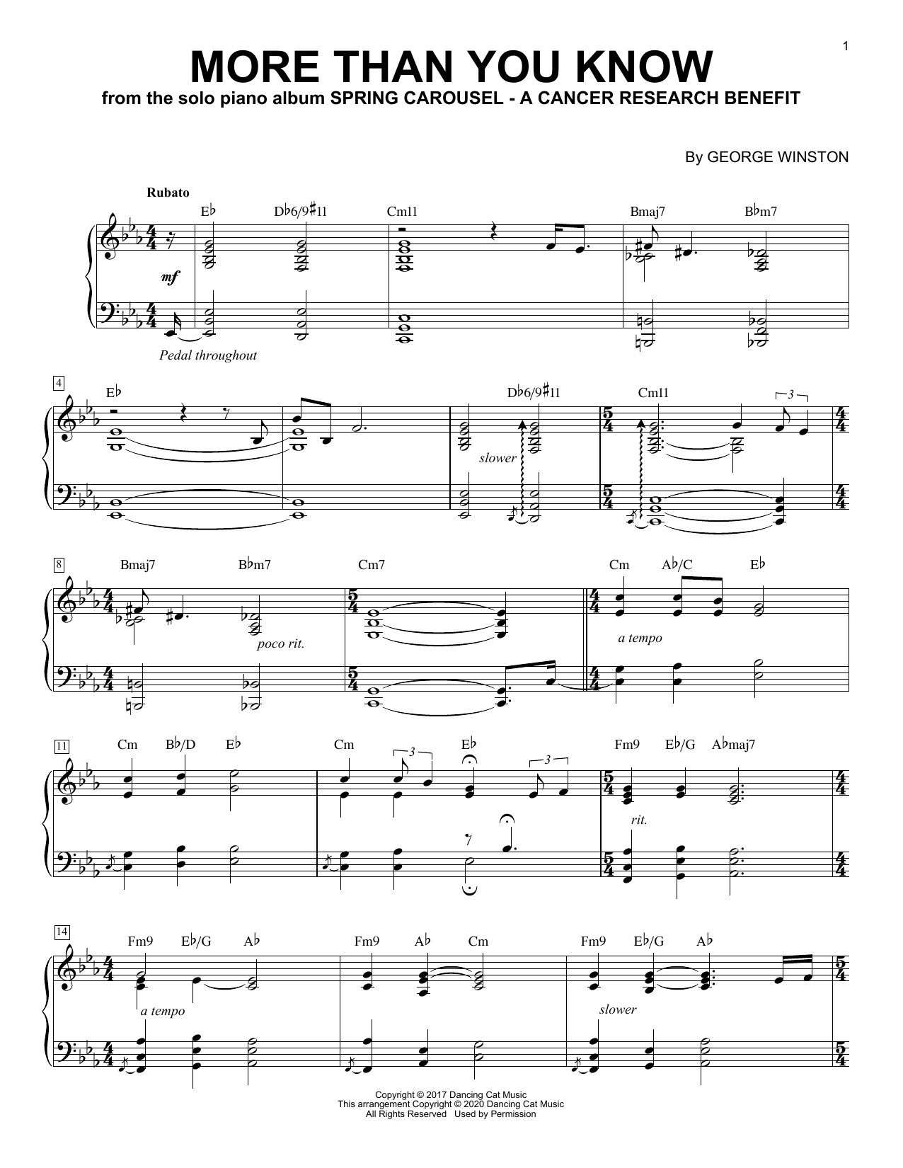 George Winston More Than You Know Sheet Music Notes & Chords for Piano Solo - Download or Print PDF