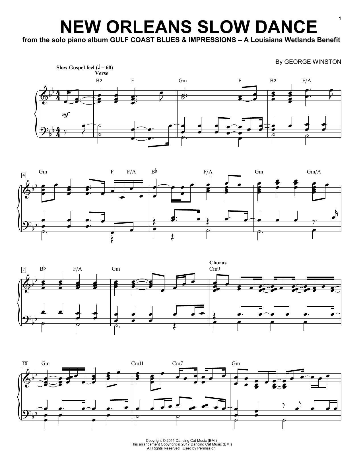 George Winston New Orleans Slow Dance Sheet Music Notes & Chords for Piano - Download or Print PDF