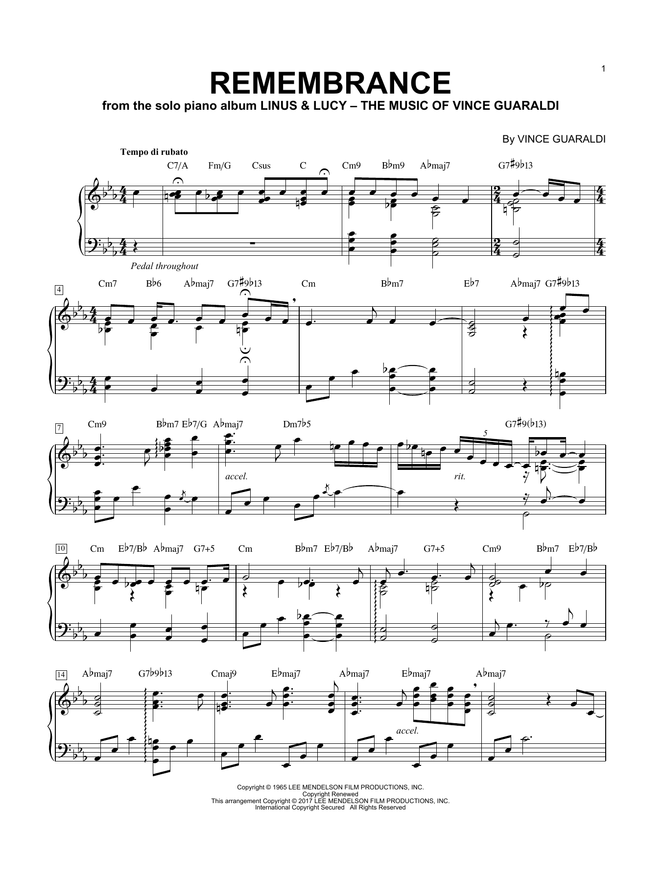 George Winston Remembrance (In Remembrance Of Me) Sheet Music Notes & Chords for Piano - Download or Print PDF