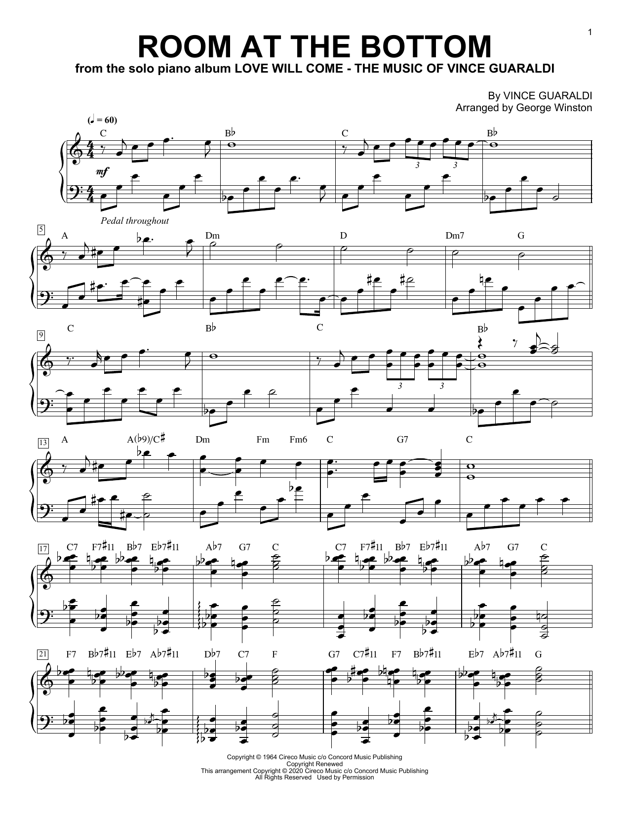 George Winston Room At The Bottom Sheet Music Notes & Chords for Piano Solo - Download or Print PDF