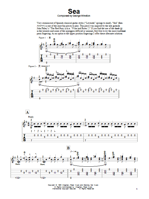 George Winston Sea Sheet Music Notes & Chords for Piano - Download or Print PDF