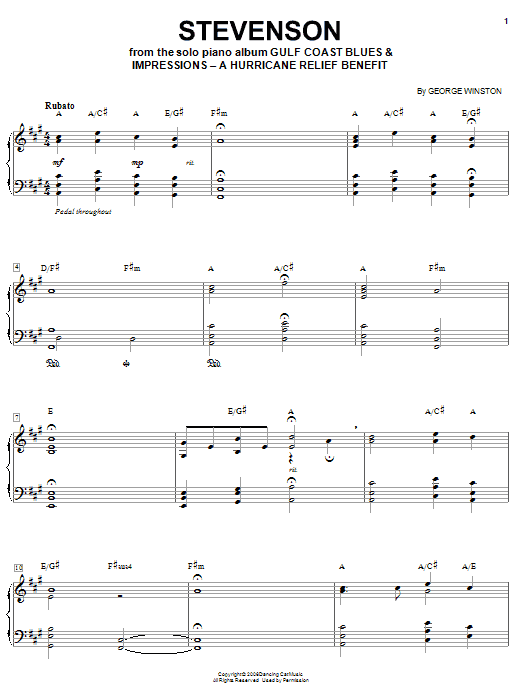 George Winston Stevenson Sheet Music Notes & Chords for Piano - Download or Print PDF