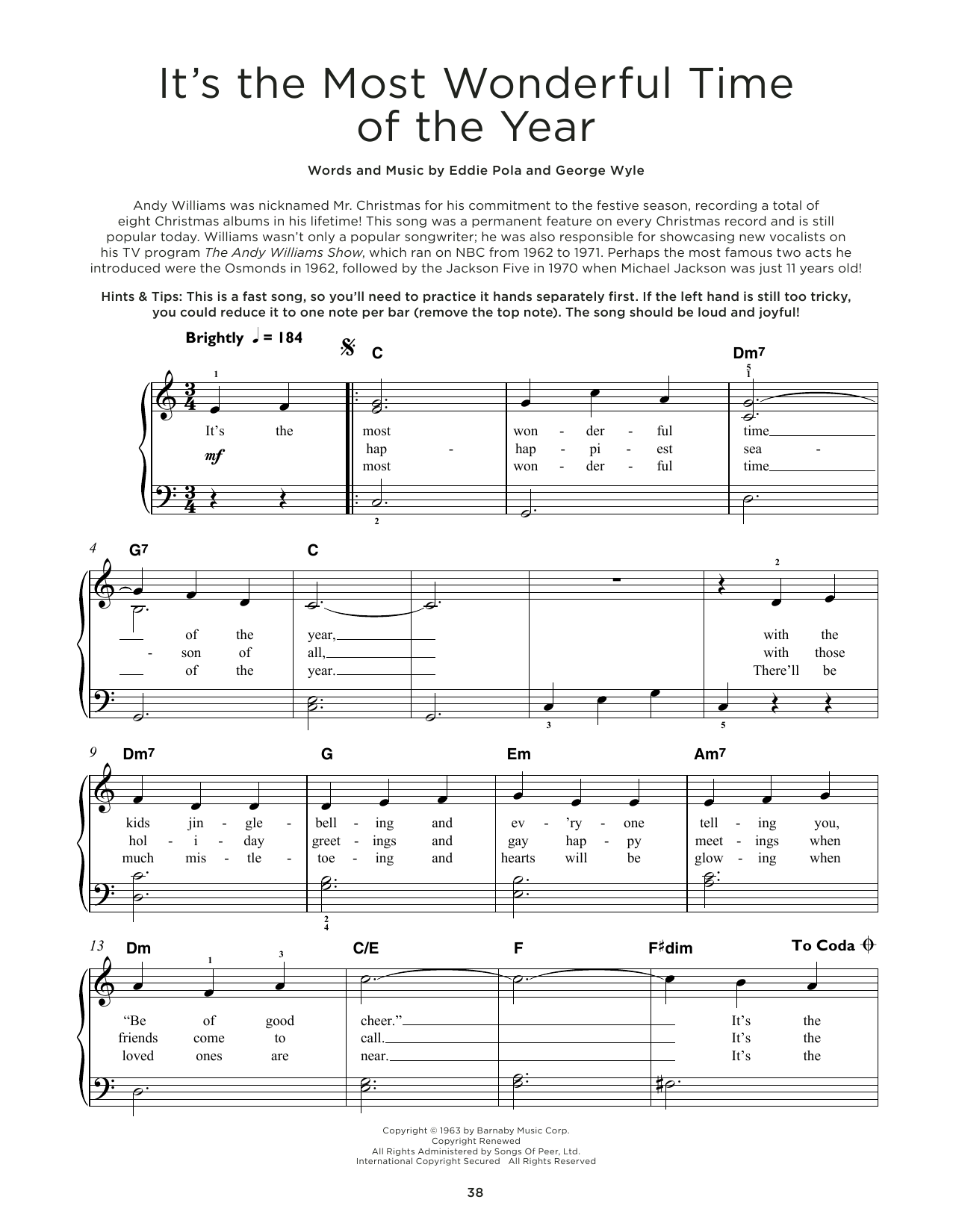 George Wyle It's The Most Wonderful Time Of The Year Sheet Music Notes & Chords for Really Easy Piano - Download or Print PDF