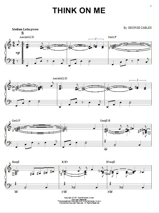 George Cables Think On Me Arr Brent Edstrom Sheet Music Download Pdf Score 73352