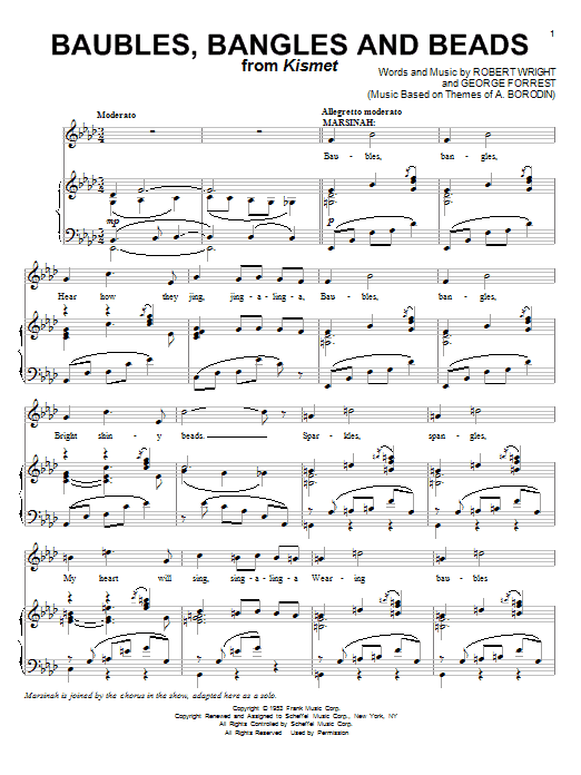 Preview George Forrest Baubles, Bangles And Beads Jazz sheet music, notes and chords for Cello, SKU: 193127 Baubles, Bangles And Beads sheet music