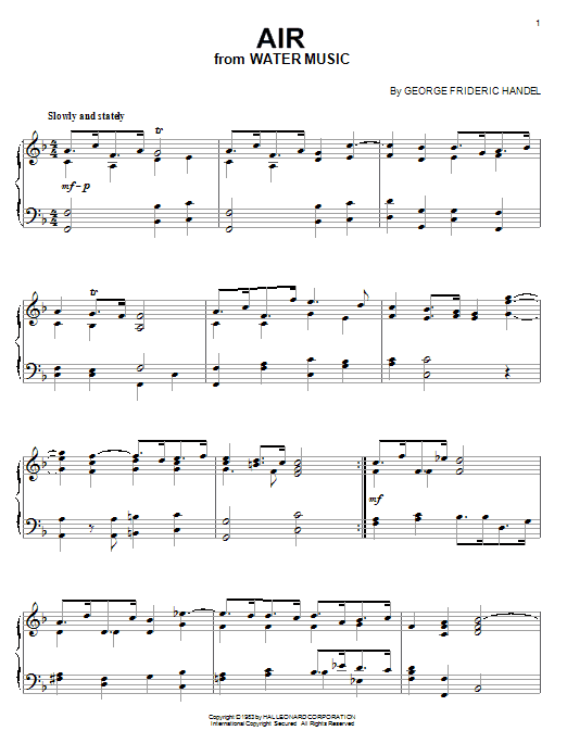 Preview George Frideric Handel Air Classical sheet music, notes and chords for Violin and Piano, SKU: 407630 Air sheet music