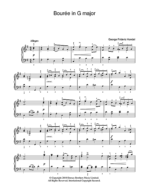 Bouree In G Major sheet music