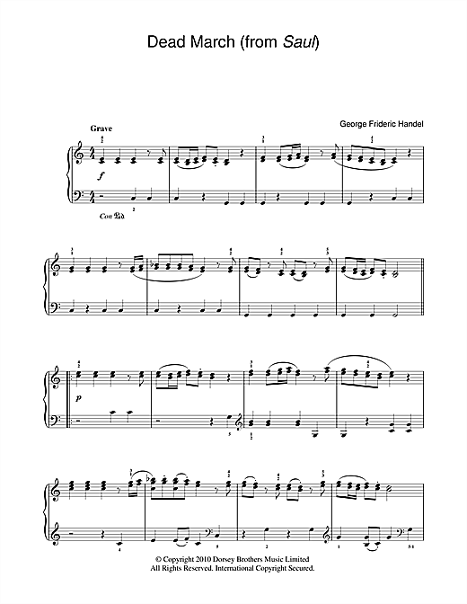 George Frideric Handel Dead March (from Saul) Sheet Music Notes & Chords for Easy Piano - Download or Print PDF