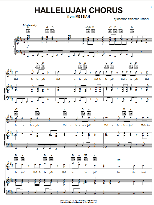 Preview George Frideric Handel Hallelujah Chorus (from The Messiah) Classical sheet music, notes and chords for Piano, SKU: 33811 Hallelujah Chorus (from The Messiah) sheet music