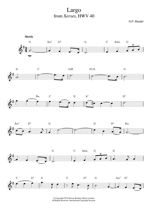 Largo (from Xerxes) sheet music