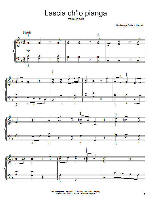 Lascia Ch'io Pianga (from Rinaldo) sheet music