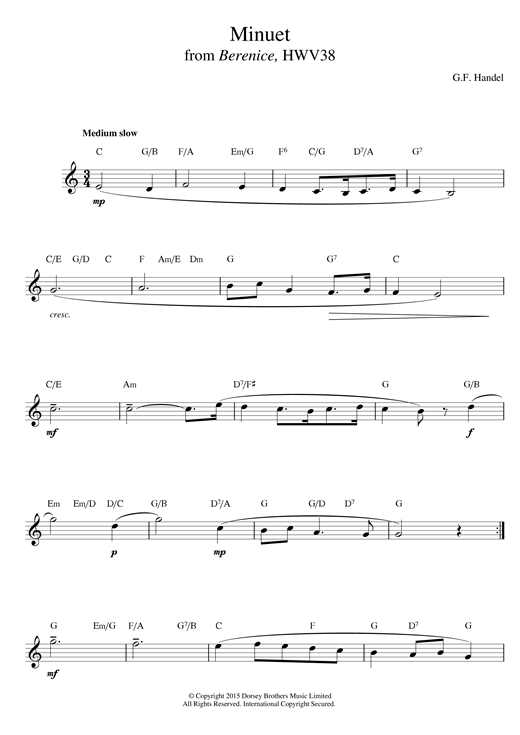 Preview George Frideric Handel Minuet (from Berenice) Classical sheet music, notes and chords for Melody Line & Chords, SKU: 14053 sheet music, piano notes, chords, guitar tabs, score, transpose, transcribe, how to play, guide, download, learn, tutorial, progression, song, artist, awards, billboard, mtv, vh1, tour, single, album, release